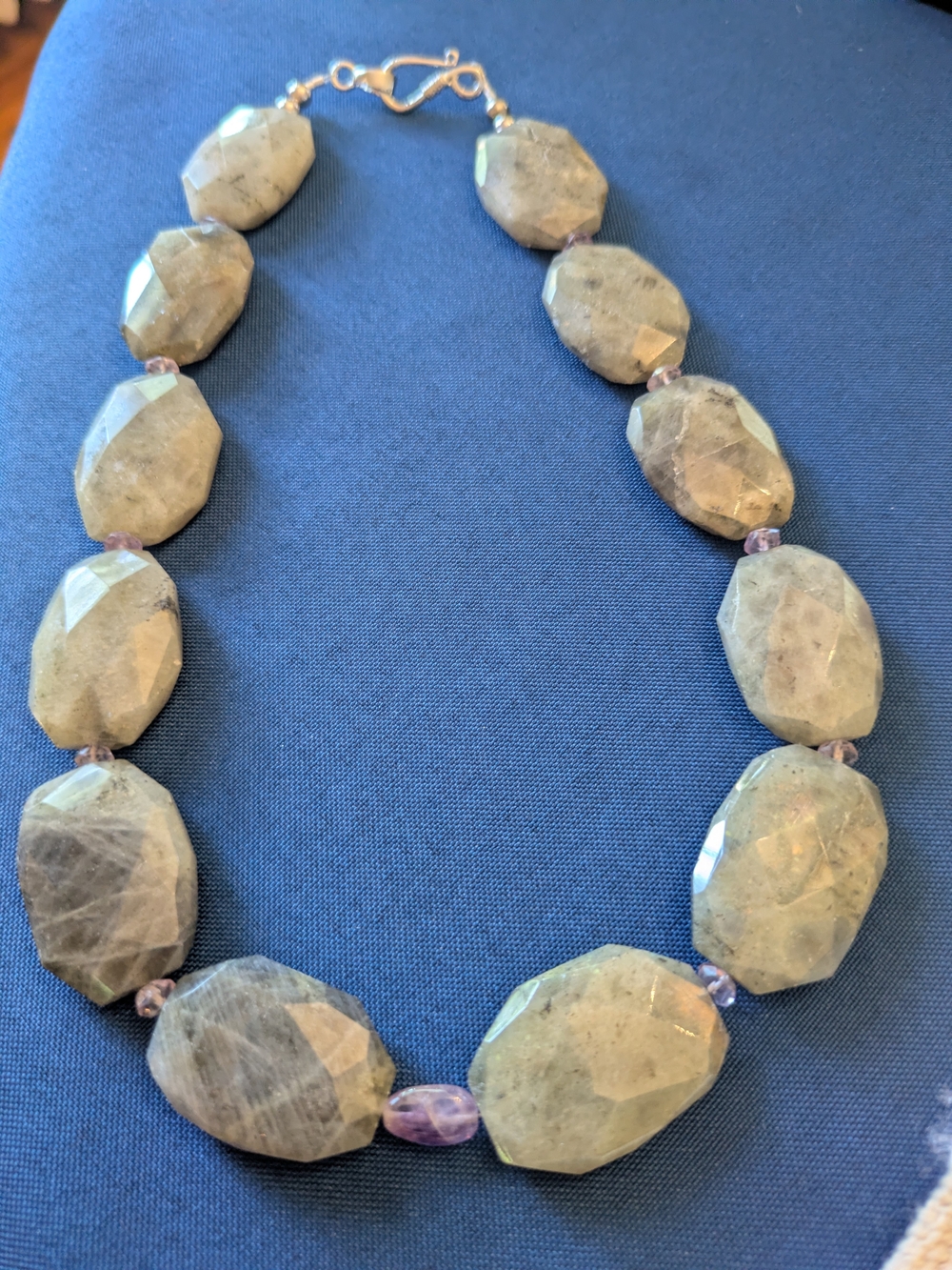 Faceted Labradorite Beaded Necklace with Amethyst Spacers